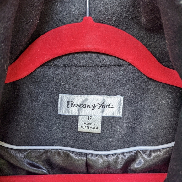 NWT Black Preston York Women's Coat Sz 12 Wool Blend Knee Length Single Breast. - Picture 9 of 10